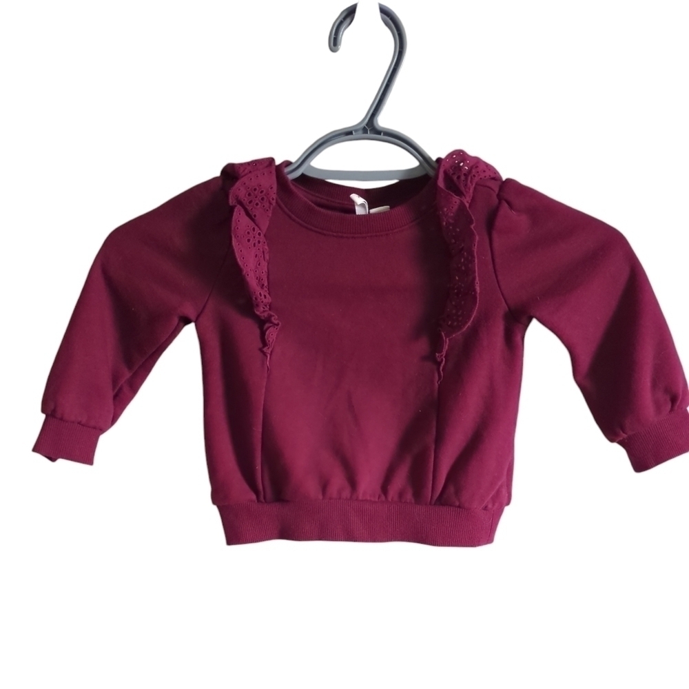 Janie‎ and Jack Eyelet Sweatshirt Size 2T Burgundy